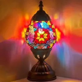 Wholesale Sunset Bloom Rainbow Handmade Egg Shaped Mosaic Glass Lamp