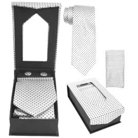 Conjunto de corbata en blanco y negro