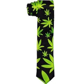 Corbata fina con estampado de marihuana