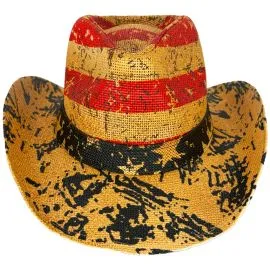 Wholesale American Tea Stained Paper Straw Cowboy Hat