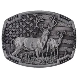 Belt Buckle Wholesale USA - Deer Belt Buckle Silver USA Flag Design