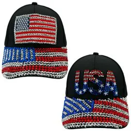 Wholesale 4th of July Items - Patriot Rhinestone Caps