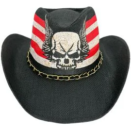 Wholesale USA Flag Skull Wing Toyo Western Cowboy Hat