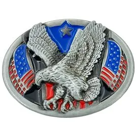 USA Flag & Soaring Eagle Belt Buckle