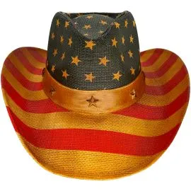 Wholesale USA American Flag Paper Straw Cowboy Hat
