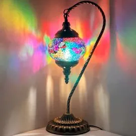 Wholesale Vibrant Rainbow Clouds Swan Neck Handmade Mosaic Glass Lamp