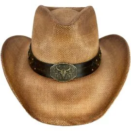 Brown vintage cowboy hats in bulk  with quality buckle and leather band