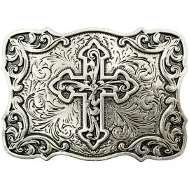 Vintage Silver Colored Cross Belt Buckle