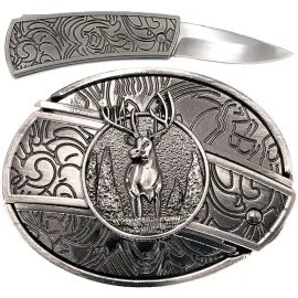 Wholesale Hidden Knife Belt Buckles in Bulk - Deer Design