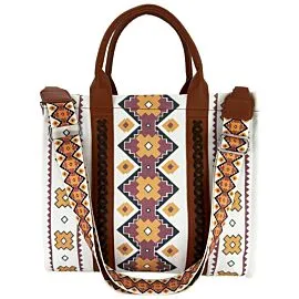 western design white background handbag, shoulder bag and tote bag