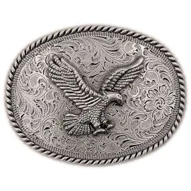 Bulk Buckles - Silver Flying Eagle Floral Belt Buckle