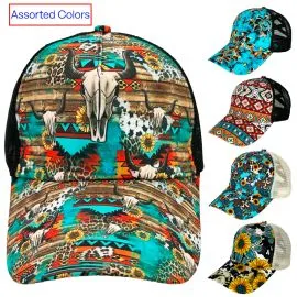 Aztec and Native Design Western Trucker Caps wholesale