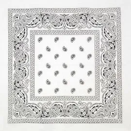 Wholesale White Paisley Paisley Print Polyester Bandanas. Buy in Bulk!