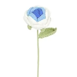 blue and white crochet rose single flower for bouquet