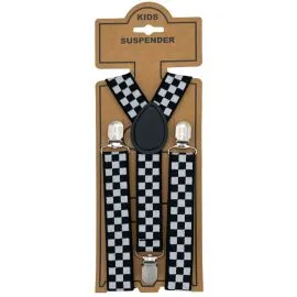 White Checkered Children Suspenders In Bulk