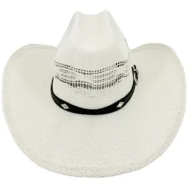 white cowboy hats with diamond design hatband - cattleman crown