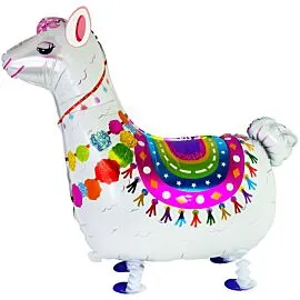 white llama balloon with walking air pet design