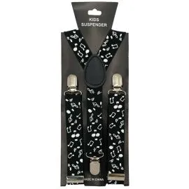 White Music Notes Children Suspenders In Bulk