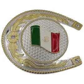 Oversize Mexican Flag Belt Buckle
