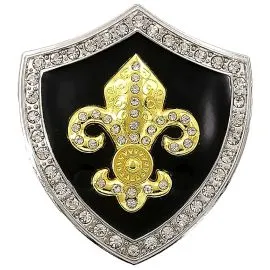 Wholesale Western Buckles - Shield-Shaped Fleur De Lis Gold Buckle