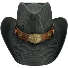 wholesale black cowboy hats with special leather band and buckle