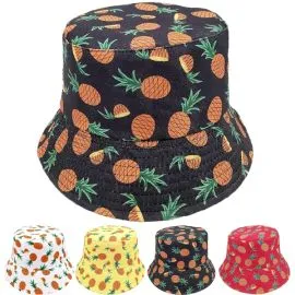 Pineapples Print Reversible Bucket Hat