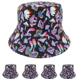 Space Mushrooms Pattern Bucket Hat