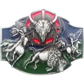 Native American Design Bison Hunting Belt Buckles for Mens