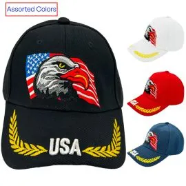 Wholesale embroidered caps in bulk - USA Flag and Eagle