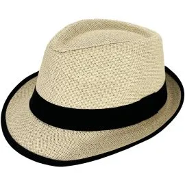 Wholesale Fedora Hats - Beige with Black Band - Front Angle