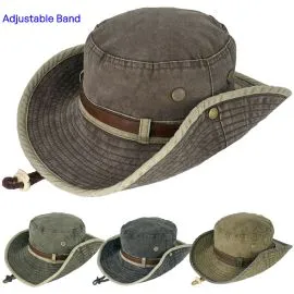 Wholesale Camping Hiking Fishing Hats with Leather Band - Vintage Summer Hats