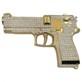 Wholesale Belt Buckles in Bulk - Golden Rhinestone Beretta Gun Belt Buckle