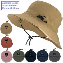 wholesale packable bucket hats with removable and adjustable strap