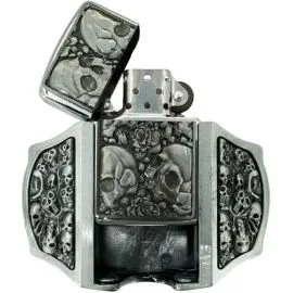 Wholesale Skulls and Roses Lighter Belt Buckles in Bulk 