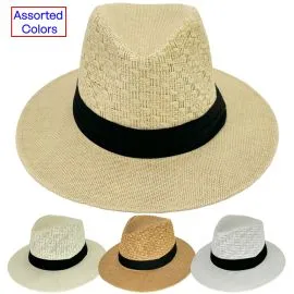 Wholesale Mens Panama Hats in Bulk with plain Black Hatband