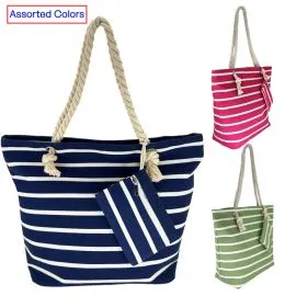 wholesale striped canvas beach tote bags