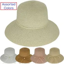 wholesale summer sun bucket hats with straw band with pearl design, wholesale options for retailers