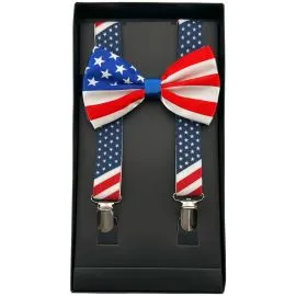 American flag suspenders and bow ties for 4th of July and any Patriotic Days