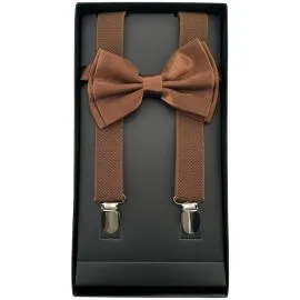 wholesale brown suspender and bowtie sets