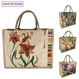 Wholesale Tote bags with flower design patterns - Bulk reusable totes