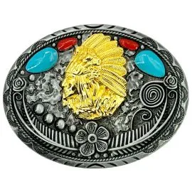 Golden Indian Belt Buckle