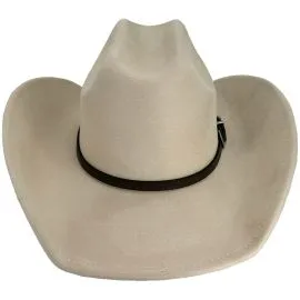 white felt cowboy hat with plain leather band