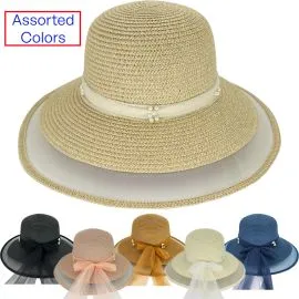 Wholesale summer hats for ladies - mesh brim with pearl design