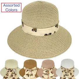 wholesale womens sun hat with butterfly pattern band