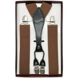 brown suspenders wholesale with 4 clips for sustainability