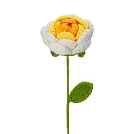 yellow and white petal crochet rose