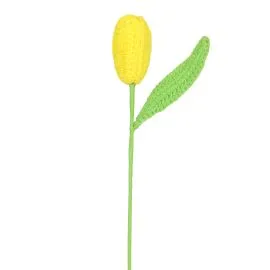 Yellow long tulip crochet flowers in bulk for bouquet making and art shops