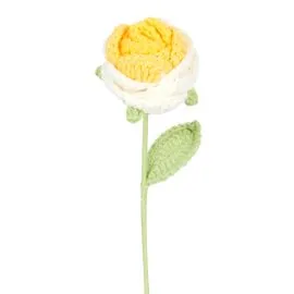 Yellow and White Crochet Roses Wholesale for Gift Shops