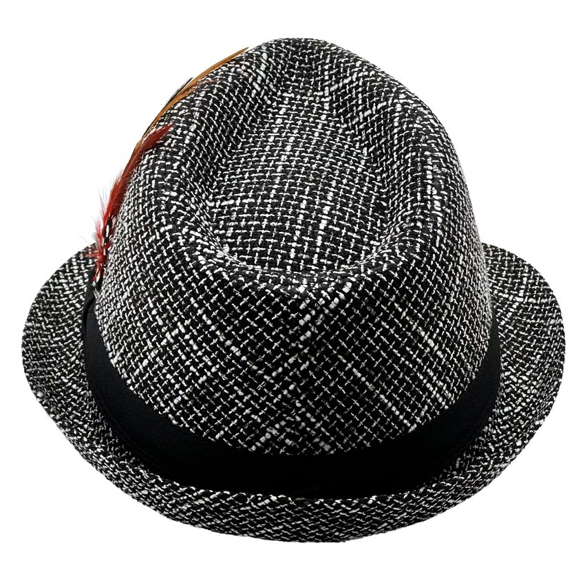 Wholesale Adult Black And White Trilby Fedora Hat Set 