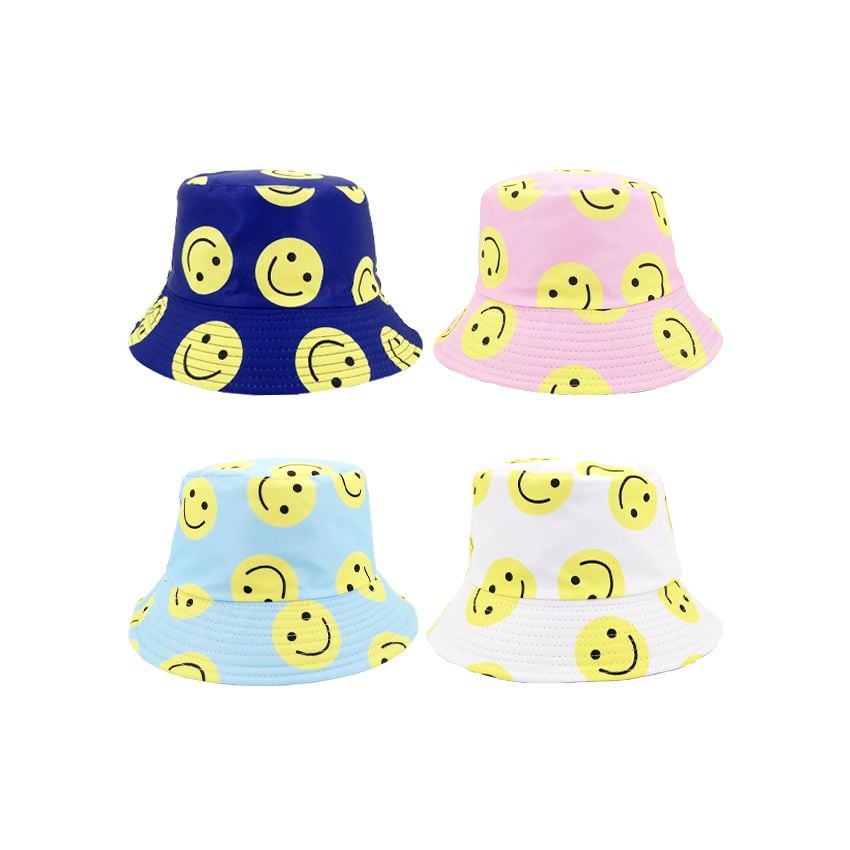 Wholesale Happy Face Emoji Pattern Bucket Hat